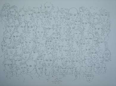 Tusche auf Papier „93 Portraits 10596“ 70x50